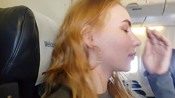 In-flight Pleasure: A Public Handjob And Blowjob