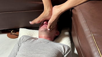 Asian Mistress Crushes Husband’s Face Under Her Dominating Feet
